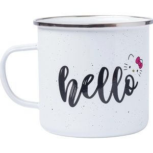 Hello Kitty Sanrio Hello Black and White Metal Tin Coffee Mug Cup Pastel Kawaii